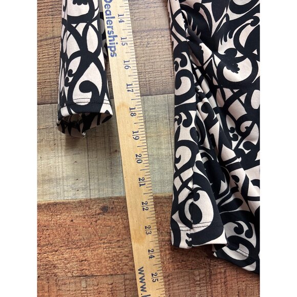 New York & Company Stretch Top S Black & Beige Long Sleeve Polyester/Spandex - Picture 2 of 6